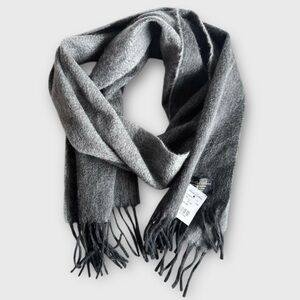 New! Brooks Brothers 100% Cashmere Fringed Scarf Dark Grey